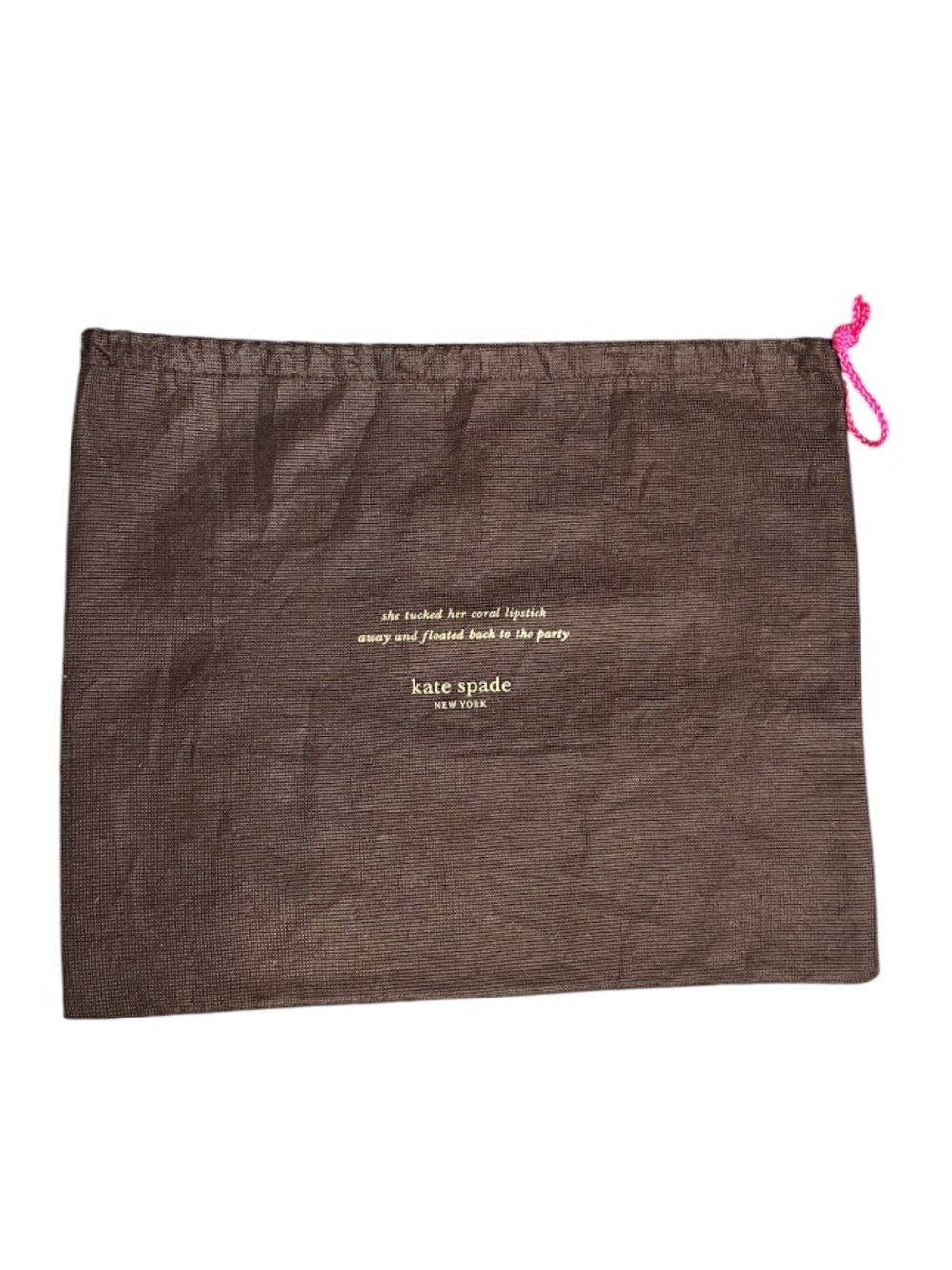 Kate Spade 14” x 11.5” Brown Drawstring Dust Bag